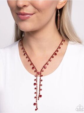 Glittery Getaway Red Necklace
